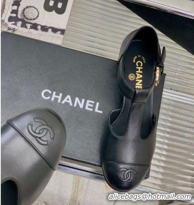 Popular Style Chanel Lambskin Mary Janes Pumps 2cm Black 403069