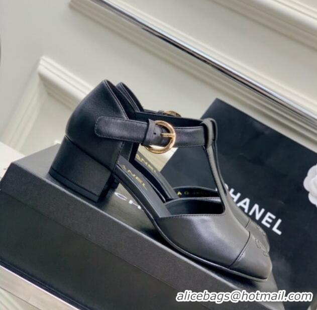 Popular Style Chanel Lambskin Mary Janes Pumps 2cm Black 403069