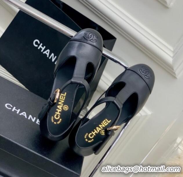 Popular Style Chanel Lambskin Mary Janes Pumps 2cm Black 403069