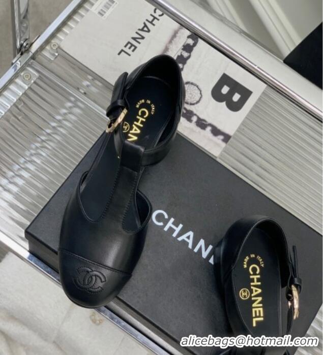 Popular Style Chanel Lambskin Mary Janes Pumps 2cm Black 403069