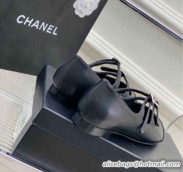 Sumptuous Chanel Calfskin Ballerinas with Double Buckle Black 403088