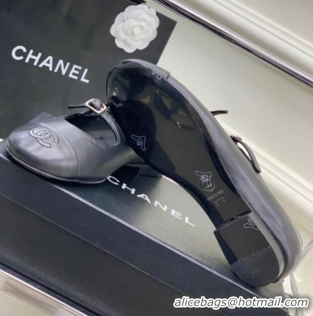 Sumptuous Chanel Calfskin Ballerinas with Double Buckle Black 403088