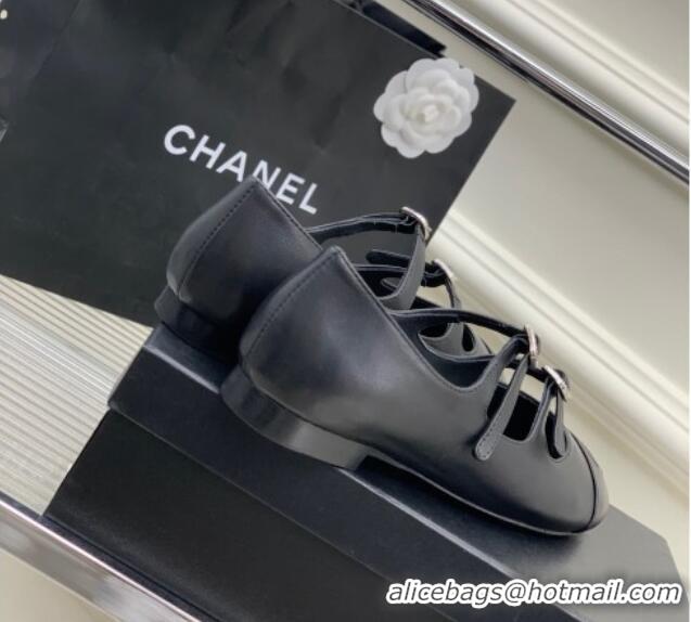 Sumptuous Chanel Calfskin Ballerinas with Double Buckle Black 403088