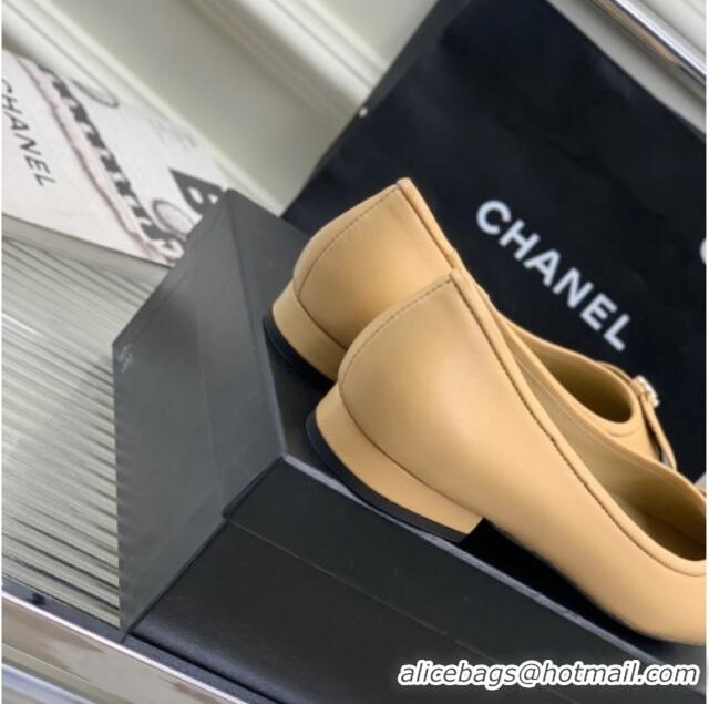 Best Grade Chanel Lambskin & Patent Leather Ballerinas Flat with Bow G39999 Beige