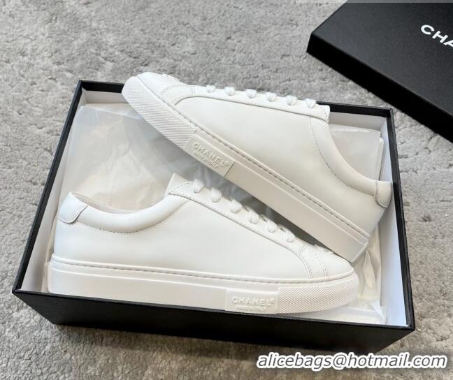 Best Product Chanel Vintage CC Calfskin Sneakers All White 403100