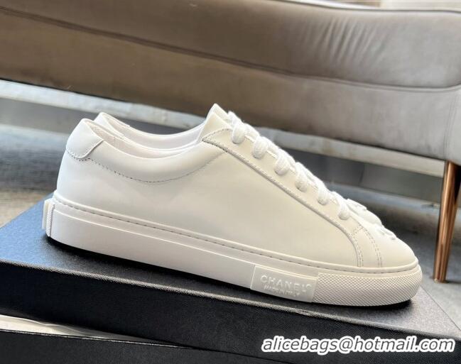 Best Product Chanel Vintage CC Calfskin Sneakers All White 403100