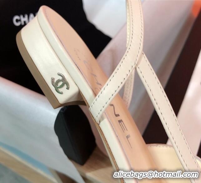 1:1 Chanel Goatskin Slingbacks Flat G31319 Beige/Blue