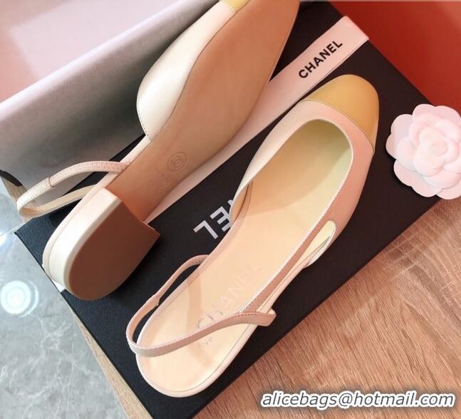 Good Product Chanel Goatskin Slingbacks Flat G31319 White/Beige