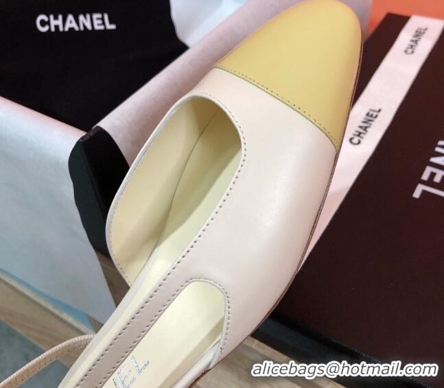 Good Product Chanel Goatskin Slingbacks Flat G31319 White/Beige