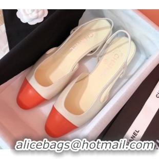 Good Quality Chanel Goatskin Slingbacks Flat G31319 Beige/Orange