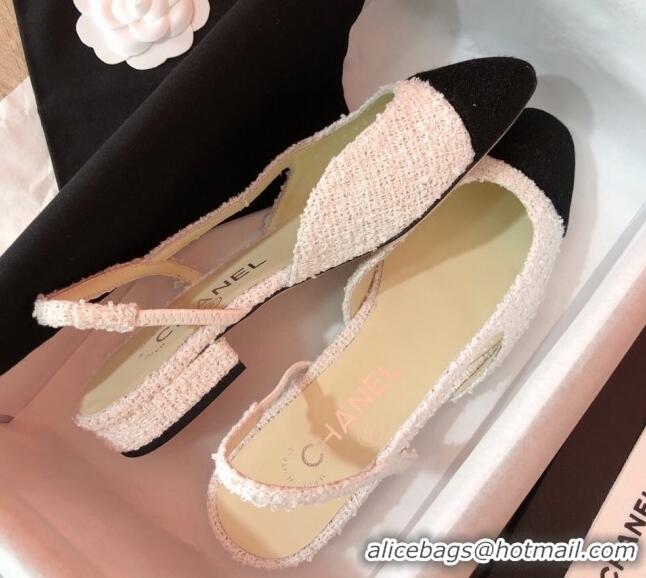 Pretty Style Chanel Tweed Slingbacks Flat G31319 CH42602 White