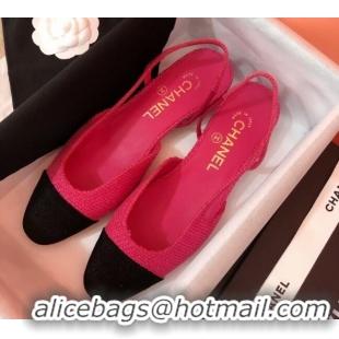 Classic Hot Chanel Tweed Slingbacks Flat G31319 Hot Pink/Black