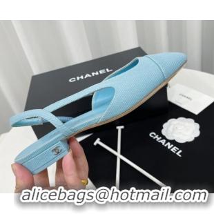 Grade Quality Chanel Fabric Slingbacks Flat G31319 Blue