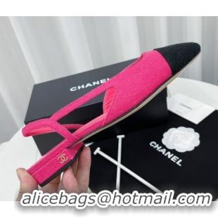 Top Grade Chanel Fabric Slingbacks Flat G31319 Rosy/Black