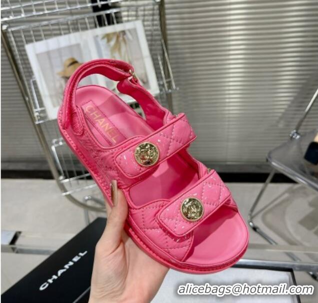 Good Quality Chanel Patent Calfskin Strap Flat Sandals G35927 Pink