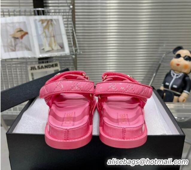 Good Quality Chanel Patent Calfskin Strap Flat Sandals G35927 Pink