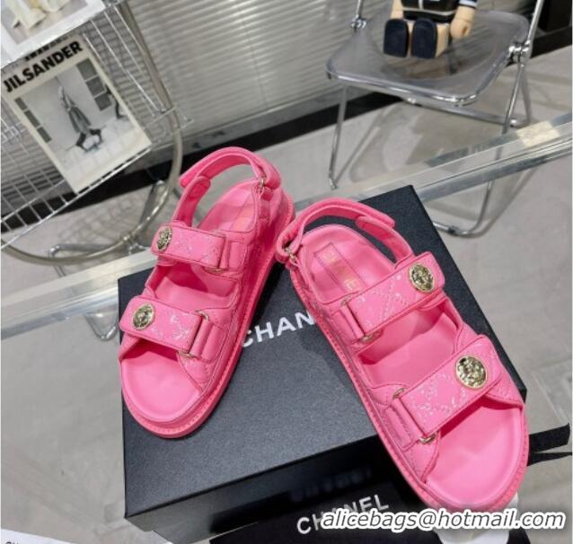 Good Quality Chanel Patent Calfskin Strap Flat Sandals G35927 Pink