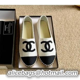 Pretty Style Chanel Tweed Espadrilles White/Black 505068