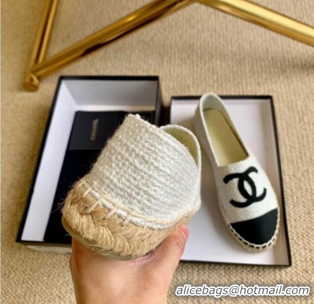 Pretty Style Chanel Tweed Espadrilles White/Black 505068