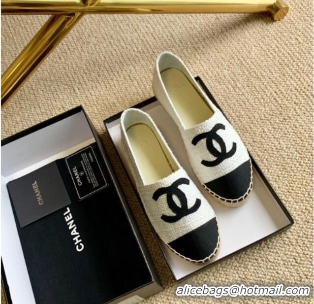 Pretty Style Chanel Tweed Espadrilles White/Black 505068