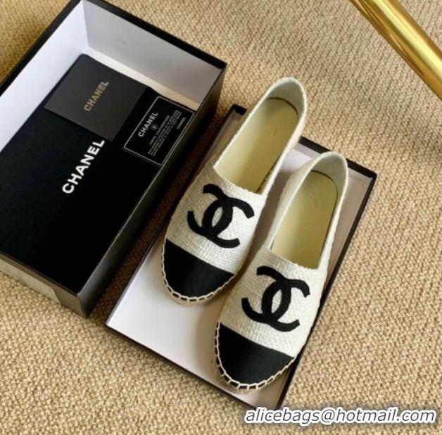 Pretty Style Chanel Tweed Espadrilles White/Black 505068