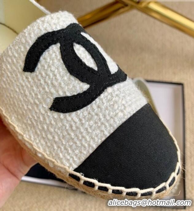 Pretty Style Chanel Tweed Espadrilles White/Black 505068