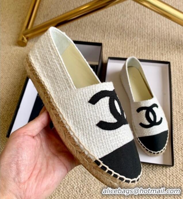 Pretty Style Chanel Tweed Espadrilles White/Black 505068