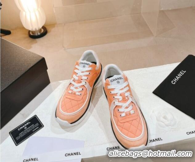 Luxury Chanel Fabric & Suede Sneakers G40184 Light Orange