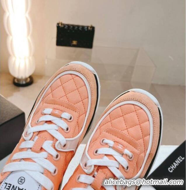 Luxury Chanel Fabric & Suede Sneakers G40184 Light Orange