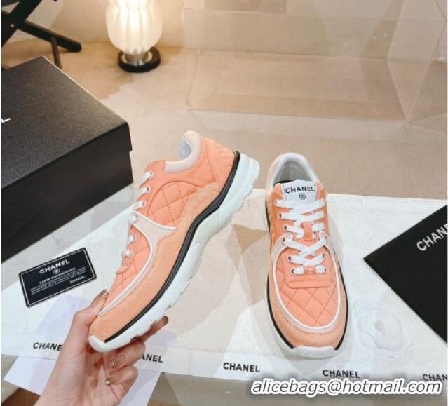 Luxury Chanel Fabric & Suede Sneakers G40184 Light Orange