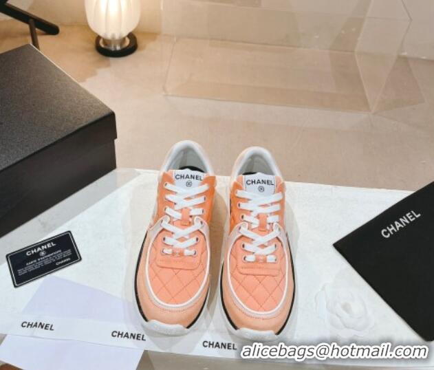 Luxury Chanel Fabric & Suede Sneakers G40184 Light Orange