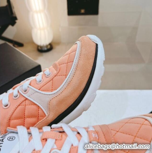 Luxury Chanel Fabric & Suede Sneakers G40184 Light Orange