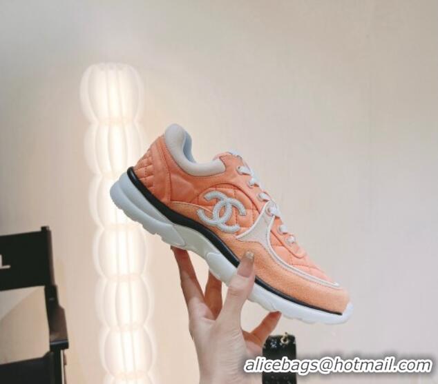 Luxury Chanel Fabric & Suede Sneakers G40184 Light Orange