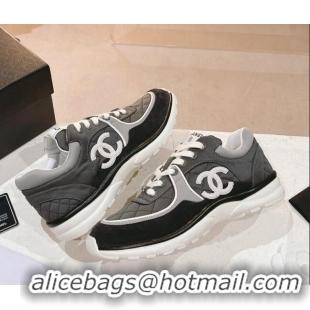 Classic Hot Chanel Fabric & Suede Sneakers G40184 Dark Grey