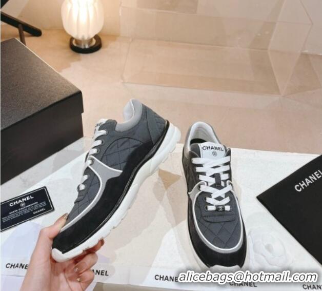 Classic Hot Chanel Fabric & Suede Sneakers G40184 Dark Grey