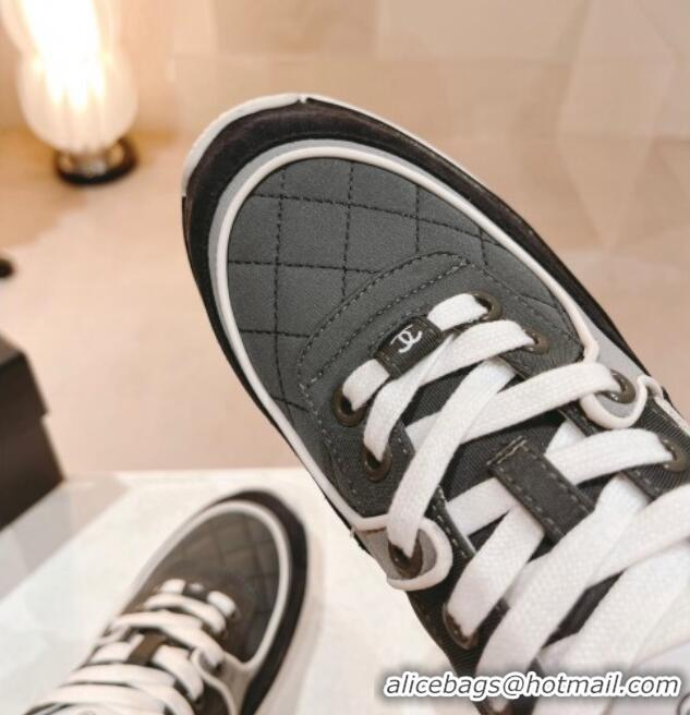 Classic Hot Chanel Fabric & Suede Sneakers G40184 Dark Grey