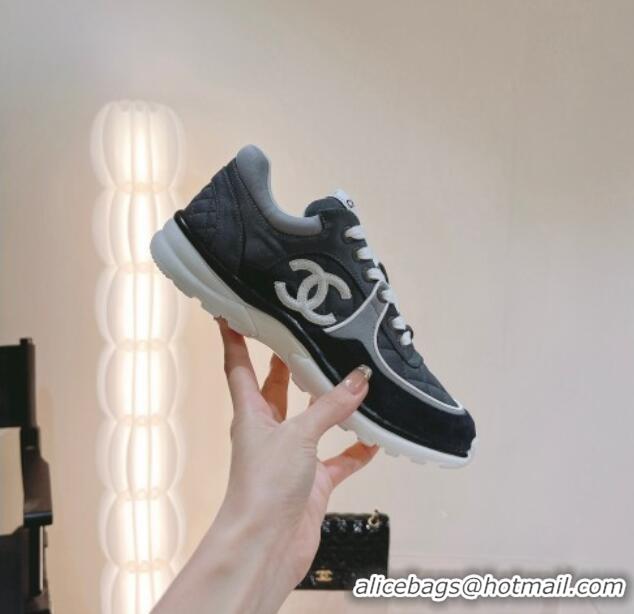 Classic Hot Chanel Fabric & Suede Sneakers G40184 Dark Grey