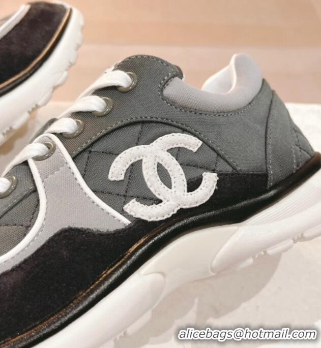 Classic Hot Chanel Fabric & Suede Sneakers G40184 Dark Grey