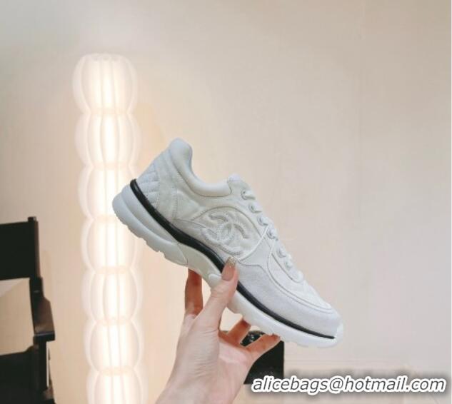 Low Price Chanel Fabric & Suede Sneakers G40184 Light Grey/White