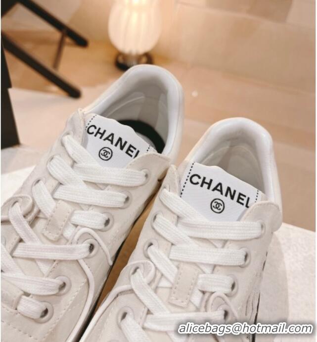 Low Price Chanel Fabric & Suede Sneakers G40184 Light Grey/White