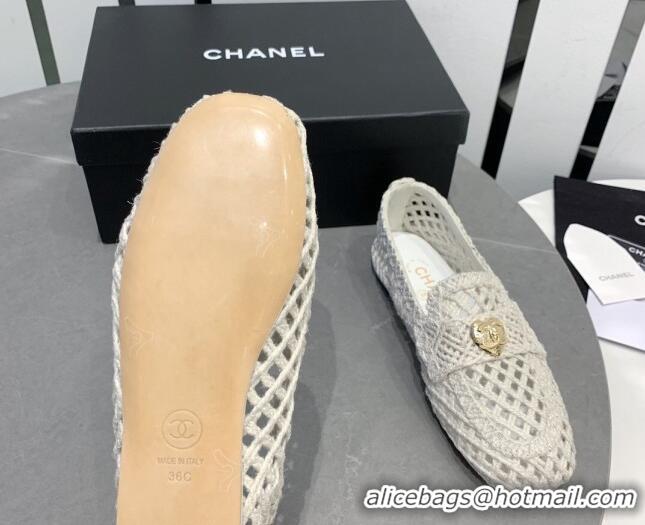 Best Product Chanel Crochet Loafers with Heart Charm White 505041