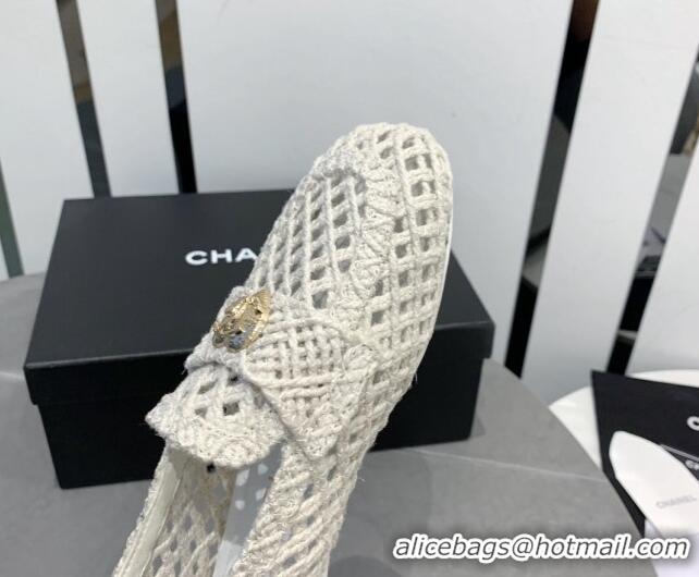 Best Product Chanel Crochet Loafers with Heart Charm White 505041