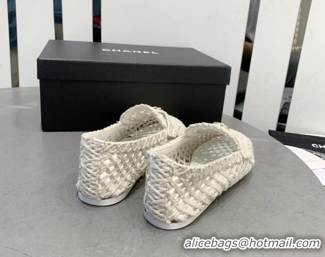 Best Product Chanel Crochet Loafers with Heart Charm White 505041