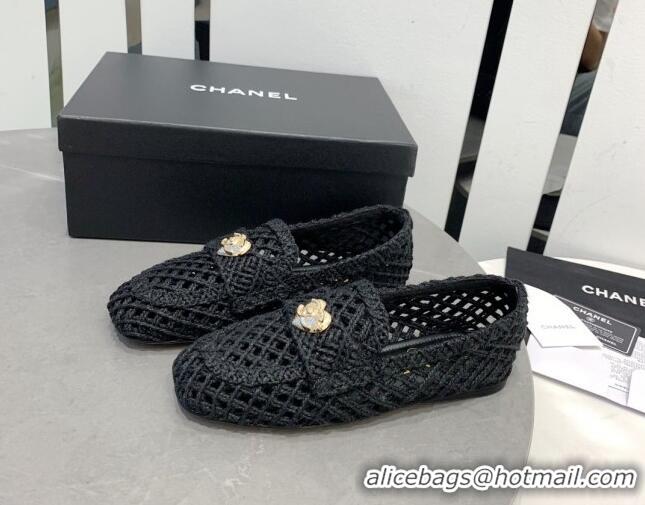 Shop Duplicate Chanel Crochet Loafers with Heart Charm Black 505043