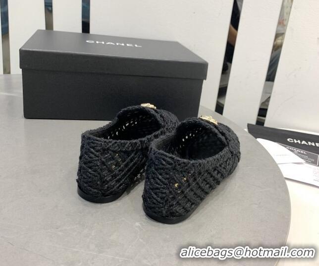 Shop Duplicate Chanel Crochet Loafers with Heart Charm Black 505043