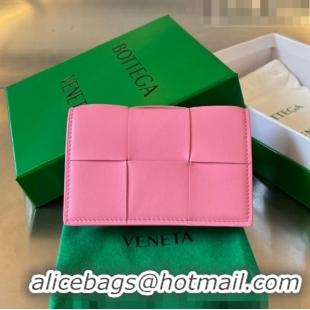 Super Quality Bottega Veneta Cassette Business Card Case in Intrecciato Leather Milkshake 651396 Pink 2023