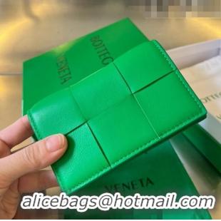 Inexpensive Bottega Veneta Cassette Business Card Case in Intrecciato Leather Parakeet 651396 Green 2023