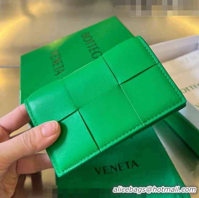 Inexpensive Bottega Veneta Cassette Business Card Case in Intrecciato Leather Parakeet 651396 Green 2023