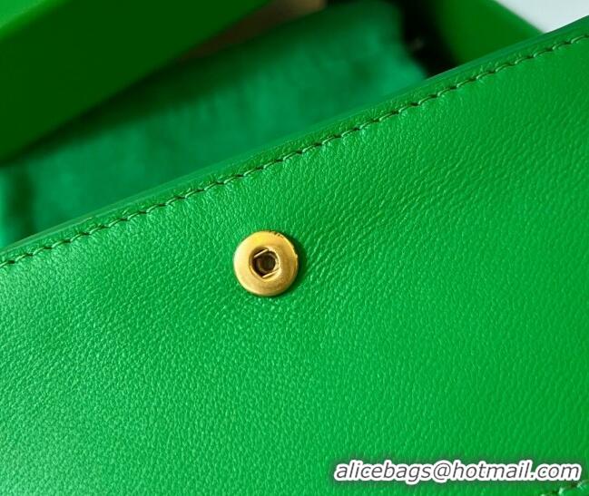 Inexpensive Bottega Veneta Cassette Business Card Case in Intrecciato Leather Parakeet 651396 Green 2023