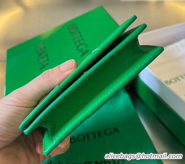 Inexpensive Bottega Veneta Cassette Business Card Case in Intrecciato Leather Parakeet 651396 Green 2023